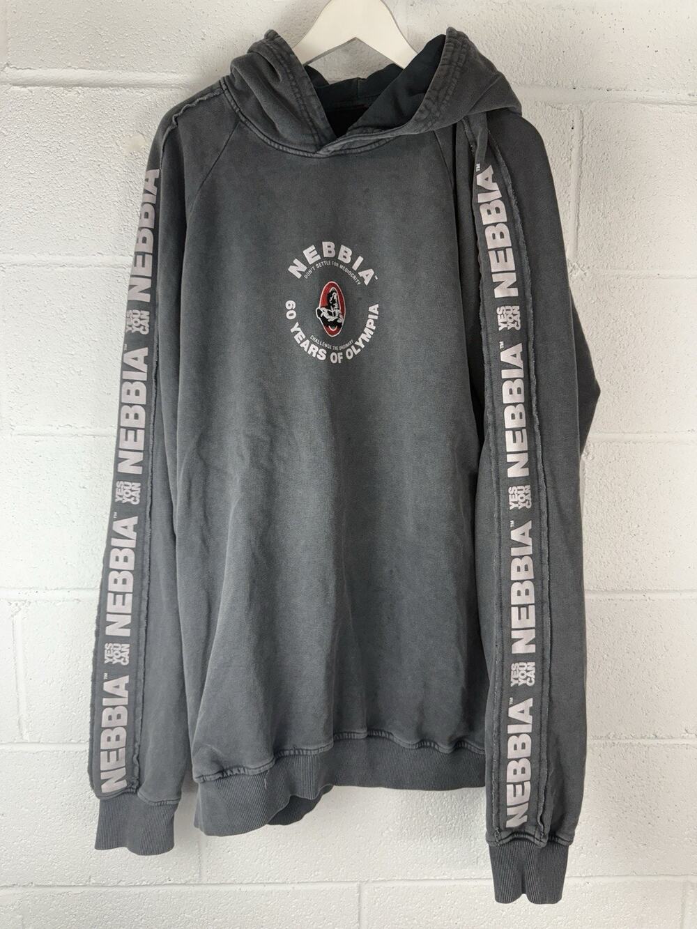 Nebbia Olympia Hoodie 2XL Mens Gray Gym Unisex Sweatshirt Pullover XXL N4
